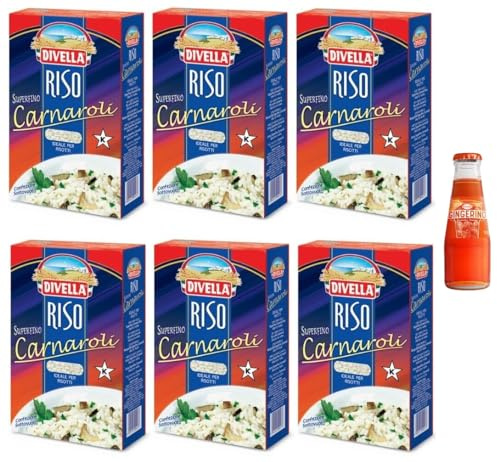 Sanpellegrino 6 Divella Reis Carnaroli, Reis superfein, ideal für Risotto, Vakuumverpackung 1 kg + 1 x Recoaro Aperitivo Italiano 10 cl gratis