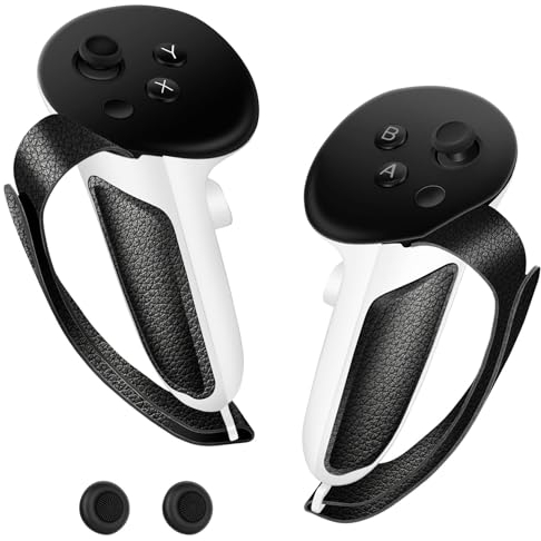CKLHCFF PU Leder Controller Strap Kompatibel mit Meta/Oculus Quest 3 Zubehör, Verstellbarer Rutschfester Handriemen für Kleine und Mittlere Hände (Geeignet für Offizielle Ladestationen)