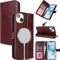 Zouzt for iPhone 15 Plus 6.7 Inch Genuine Leather Wallet case with Card Holder, [for MagSafe][Credit Slot][Real Leather] Flip Folio Book Protective Phone Cover Women Men - Dark Brown