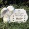WouND Personalisierter Gedenkstein für Hunde mit einem schlafenden Hund, Engelsstatue, Hundegrabmarkierungen, Grabstein für den Außenbereich, Garten, Einheitsgröße, vollfarbig
