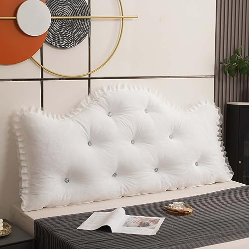 GOFOHIMI Großes Kopfteil Im Prinzessinnen-Stil, Lesekissen für Bett und Sofa, Keilkissen, Rückenpolster für die Wand, Sitzkissen, Wandkissen, groß mit waschbarem Bezug - Ideal zum Anlehnen im Bett
