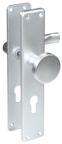 SN-TEC Renovierungs Schild Türbeschlag für Zimmertüren, Innentüren, Eingangstüren, Aluminium F1, für Türstärke 20-47 mm (PZ Profilzylinder/Knauf, Renovierungsschild 47mm x 240mm)