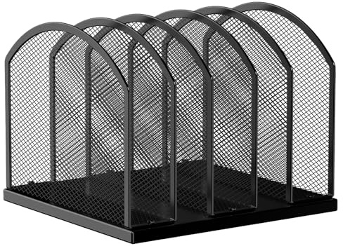 Gawerk 5-Section Vertical Desktop Organizer, 5-Section Mesh File Folder Stand Sorter for Office Home Classroom Organization