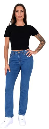 ESRA Straight Leg Jeans Damen Jeans High Waist – Premium Stretch Jeans Damen aus extra weicher Baumwolle