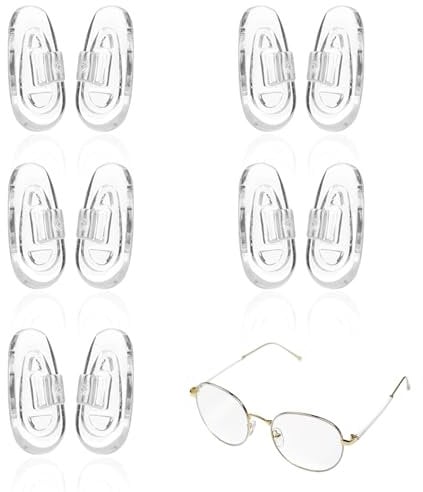 5Pairs Push Fit Glasses Nose Pads Silicone Nose Support Cushions Push in Anti Slip Pad Stop Slipping Down Clear Soft Flexible Comfort Lightweight Repair for Wire Frame Eyeglasses Sunglasses Spectacles