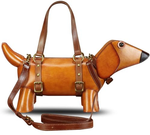 Handtaschen aus echtem Leder für Damen, handgefertigt, niedliche Hundeform, modische Umhängetasche, Umhängetasche, Vintage, 2024