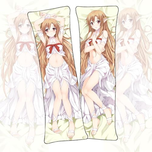 GUANBBD-Anime Körperkissen Schwert Kunst Online Yuuki Asuna Körperkissen Anime dakimakura Kurzer Plüsch Material Lebensgroßer Kissenbezug-Yuuki Asuna-a,50x150cm-shortplush
