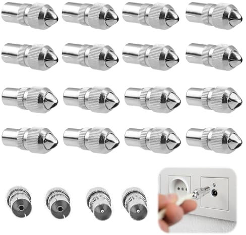 20PCS Aerial Connectors - 10 Female 10 Male TV Coaxial Cable Adaptor - Metal Plugs for RF Freeview Television