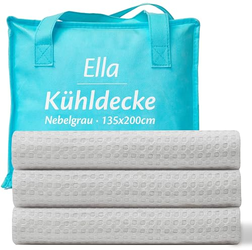 ELLA Kühlende Decke, Atmungsaktive Cooling Sleep Decke, TENCEL-Stoff und umweltfreundliche Kühldecke für Menschen, Kühldecken zum Schlafen, OEKO-TEX-zertifizierte dünne Sommerdecke 135x200 - Nebelgrau