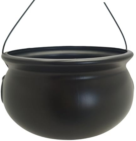 Large 12Inch Black Cauldron Kettle Bucket Witches Sweets Candy Bowl For Halloween Trick Or Treating Party Decoration