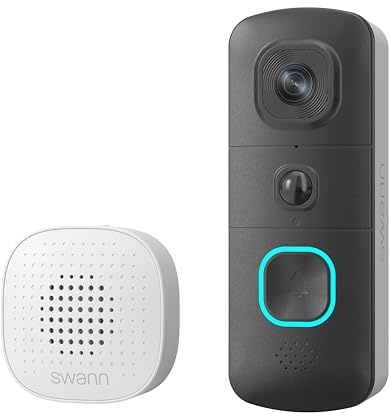 Swann 2K EVO Wireless Video Doorbell, Wi-Fi Security Camera, SwannShield Voice Assistent, Two-Way Audio, Motion Detection, Night Vision, Cloud Storage, Home Surveillance, SWIFI-SEVDBC-GL