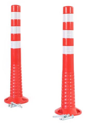 Wiltec Paletto segnaletico flessibile catarifrangente, 2 paletti delimitatori da 75 cm con viti di montaggio