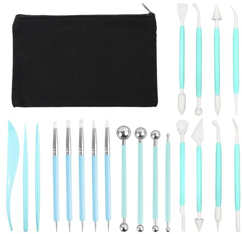 Clay Tools,21Pcs Pottery Tools Polymer Clay Tools Set with Storage Bag | Modeling Clay Tools Set Ball Stylus Dotting Tools Clay Sculpting Tools,Polymer Clay Tools for Beginners Art Crafts