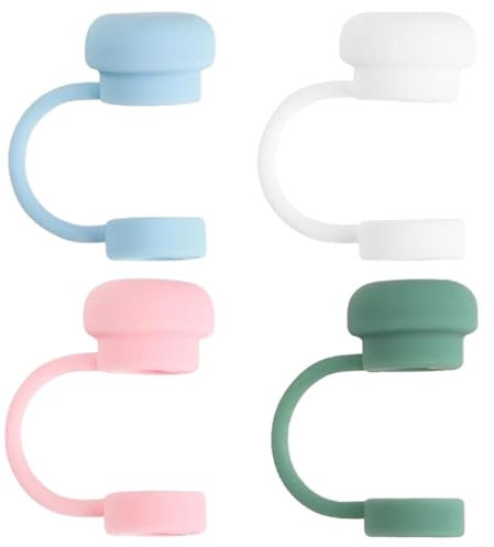 4 PCS Pure Color Straw Covers Cap, 10mm Dust-Proof Cover Stopper Silicone Leak Cover Stopper Accessories, Reusable Straw Toppers for Stanley Cup for Stanley Cup