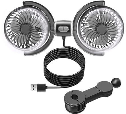 10 Pcs Dual Head Car Fan for Back Seat, USB Rear Seat Fans for Cars, 360 Degree Rotatable Car Cooling Fan with 3 Speeds, 5V Portable Backseat Fans for Vehicles SUV RV Truck