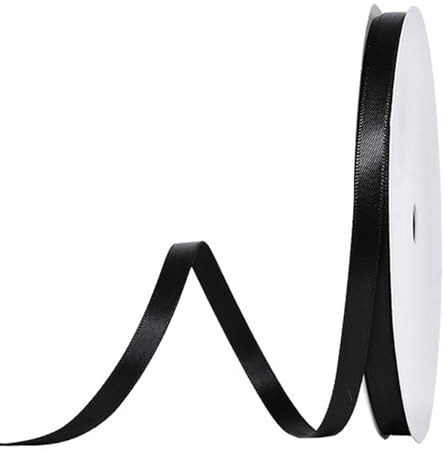 91 m Satinband Schwarz, 6 mm Doppelseitig Schleifenband Geschenkband Dekoband Seidenband Doppelsatinband Satin Ribbon für Hochzeit Geburtstag Party Dekoration, Geschenkverpackung, Basteln