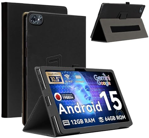 CONAPIKA Tablet Hülle für TABWEE Tablet 10.5 Zoll/TABWEE T80, Ultra Dünn PU Leder Abdeckung Klappständer Schutzhülle Auto Schlaf/Aufwachen Magnet Case Cover mit Stifthalter und Handschlaufe,Schwarz