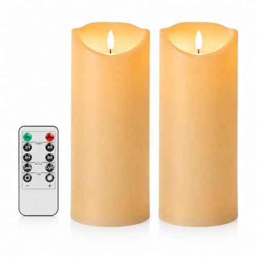 NOXINDA Outdoor LED Pillar Candles, Waterproof Set of 2, 23 x 10 cm