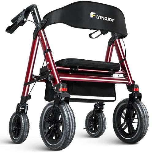 Heavy-Duty Walkers for Seniors with seat,450Lb Bariatric Rollator Walker