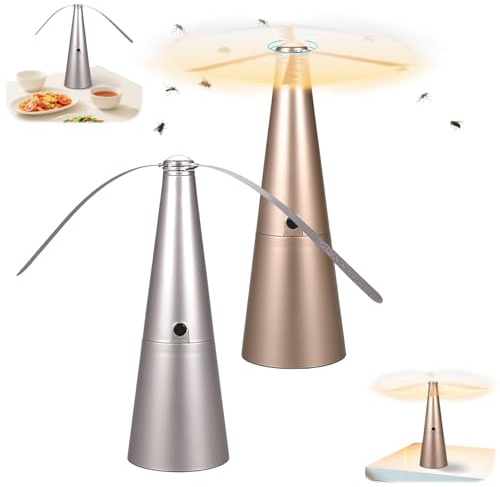 2Pcs Fly Fan for Tables - Portable & Ultra-Quiet Mosquito Rechargeable Repellent Fan with Soft Holographic Blades for Indoor, Outdoor, Picnic, BBQ, Party (Battery Powered)