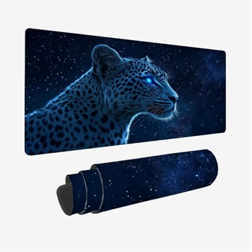 Leopardo Alfombrilla Ratón Speed Gaming Cielo Estrellado, Mouse Pad XXL 90x40cm, Antideslizante Alfombrilla Gaming Accesorios para Mejorar la Precisión y la Velocidad, Desk Decor, Gamer Gifts,Model885
