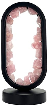Cello Gleneagles Oval Earth LED Natural Crystal Lamp - Rose Quartz Dimmable Pink LED Healing Light, Natural Gemstone Lamp for Love Energy, Relaxation, Bedroom & Meditation Décor
