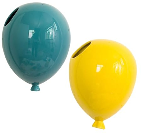 HAMPPLIES 2 Stück Keramik Wanddekoration Ballonform Blau Gelb Kreativer Hintergrund Anhänger Praktisch Langlebig Für Zuhause Wanddeko Wohnzimmer Schlafzimmer