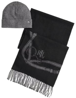 LAUREN BY RALPH LAUREN Geschenk-Set mit Schal und Mütze mit Gürtelmotiv