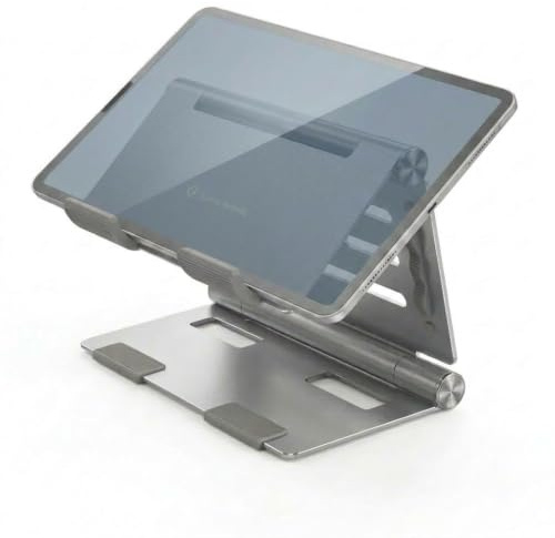 Creazonalic Aluminum Tablet Stand for iPad Portable Tri-Fold Style - Silver