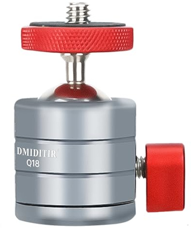DMIDITIR Mini Spherical Ball Head Q18, 360° Panoramic Gimbal, Aluminum Construction, 1/4 Interface, Compatible with DSLR Cameras, Mirrorless Cameras, Smartphones, LED Lights, Monitors