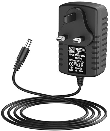 12V 2A Power Supply Adapter, AC/DC Converter Adapter Driver Transformer UK Plug 5.5 x 2.5mm(Compatible with 5.5 x 2.1mm) for LED light CCTV Camera (Black)