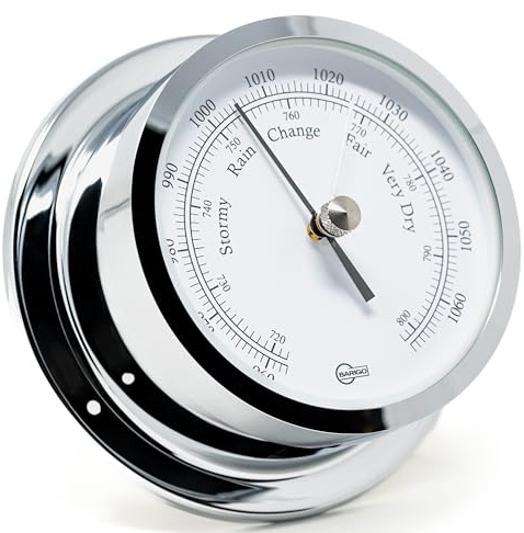 BARIGO 1185CR STAR Barometer - 11 cm Durchmesser – Luftdruck-Messgerät mit Messing-Gehäuse verchromt - Made in Germany
