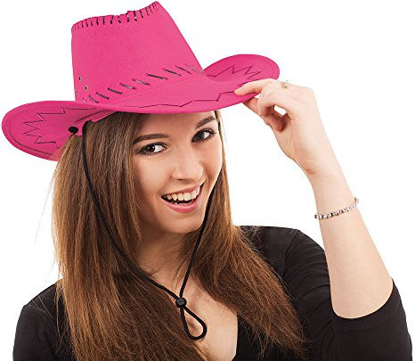 Women's Pink Cowboy Hat (1 Pc.) - Eye-Catching Stitched Design, Perfect for Costume Parties, Dress-Up, Pride, World Book Day, & Festivals Halloween Halloween