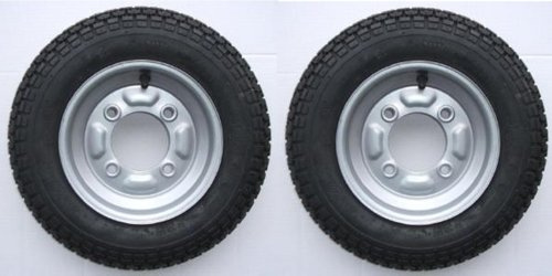Pair 3.50 x 8 Inch Trailer Wheels with 4 Ply Tyre Erde 102 & MP6810 | IMPORTANT - PLEASE READ THE DESCRIPTION TO ENSURE CORRECT STUD PATTERN FOR YOUR TRAILER