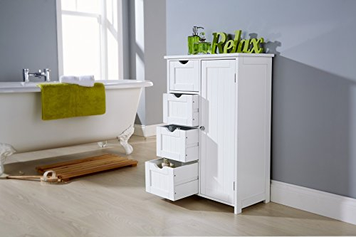 Right Deals UK Large 4 Drawer / 1 Door Multi-Use Bathroom Unit