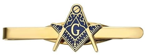 BOBIJOO JEWELRY - Pince à cravate franc-maçon Métal Or Bleu Equerre Compas G
