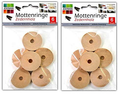 HAC24 12x Kleidermotten Ringe Zedernholz Mottenbekämpfung Mottenschutz