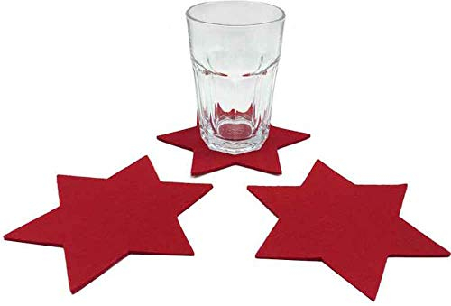itsisa 3X Untersetzer Stern S, rot (15 cm) - Glasuntersetzer, Filzuntersetzer, Tischdeko Weihnachten