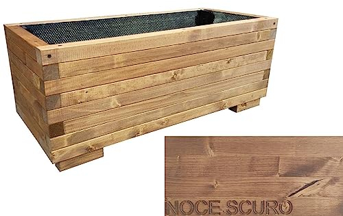TOTAL WOOD 2012 Fioriera in Legno Portavaso Vaso per Piante con Catramina Interna 70x40x40cm Impregnata noce scuro Interno Esterno con Catramina