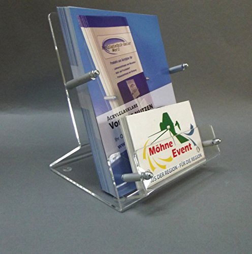 Flyerständer Prospekt Ständer mit Visitenkarten Ständer DIN A6 aus Acrylglas