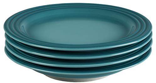 Topjey Le Creuset Stoneware Set of 4 Salad Plates, 8.5 each, Caribbean