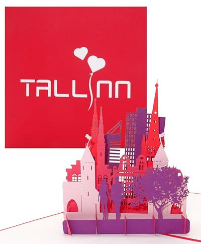 3D Pop Up Karte „Tallinn – Panorama mit Alstadt“ - Grußkarte Weltkulturerbe Estland – Städtekarte als Österreich Souvenir, Geburtstagskarte, Einladung & Gutschein zur Städtereise