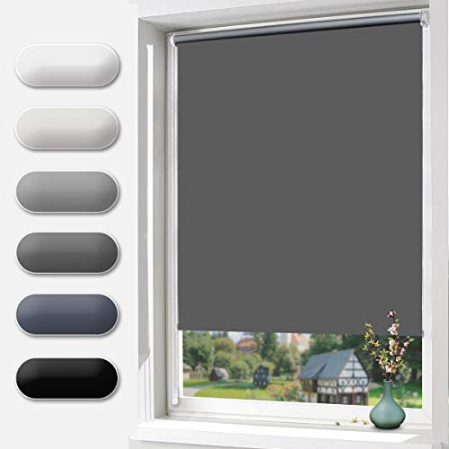 Allesin Verdunklungsrollo ohne Bohren, Verdunkelungsrollo Klemmfix, Grau 85 x 150 cm, Thermorollo Hitzeschutz, Rollo Verdunklung Wandmontage, Klemmrollos lichtundurchlässig für Fenster