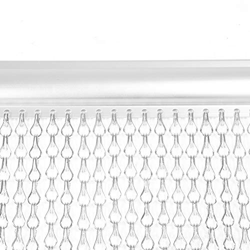 Estink 90x214.5cm Aluminum Chain Curtain for Insect Pest Control | Silver Fly Screen, Home Door Bug Barrier, Strip Blinds Divider