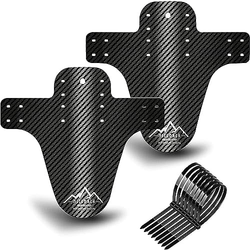 NICEDACK MTB Schutzbleche,Fahrrad Mudguard 2 Stücke MTB Mud Guard Mountainbike Hinten und Vorne Schlamm schaber Spritzschutz (B-Schutzbleche Carbon Look, B-Silbernes Logo 2pcs)
