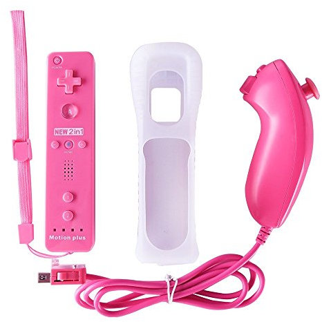 AeeYui Wii Juegos Mando Wii Controlador Remoto con Sensor Motion Plus y Kit de Controlador Nunchuck para Wii U y Wii