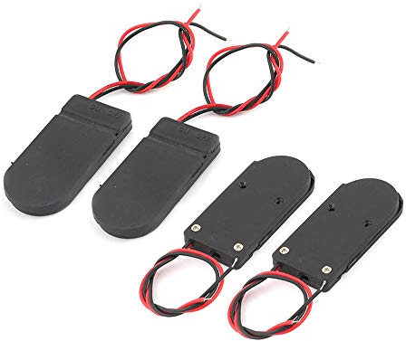 CR2032 Knopfbatterie-Halter, Kunststoff, Knopfzellen-Batteriehalter mit Kabel, An-/Ausschalter, Schwarz, 20 Stück