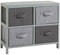 Home Source Metro Chest of Drawers Storage Unit, Fabric Basket Grey Wooden Tallboy Organiser, 4 Drawer
