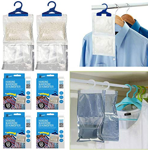 SA 24 x Wardrobe Hanging Dehumidifier Interior Damp Trap Mould Moisture Wardrobes Catch Cupboards Home Office Mildew Remover Condensation UK
