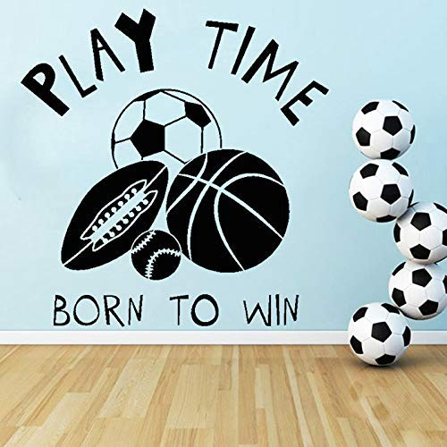 Basketball American Football Aufkleber Baseball Fußball Vinyl Wandtattoo Kinderzimmer Dekoration Sport Wandbild Spielzeit Zitat 57X58Cm